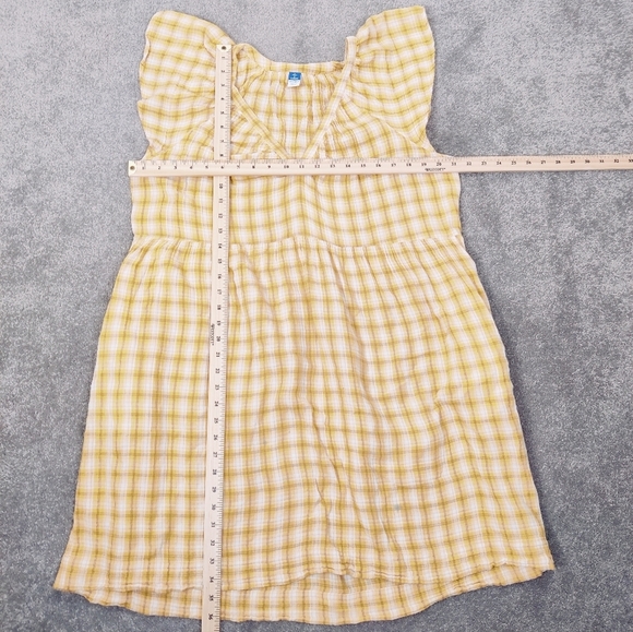 Old Navy Women's Yellow Plaid Cotton Dress - Size Large Tall Picnic Al Fresco - Picture 6 of 11